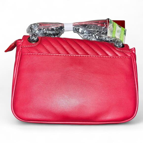 Badgley Mischka Crossbody Bag Brick Red Chevron Quilt New With Tags - Picture 3 of 8